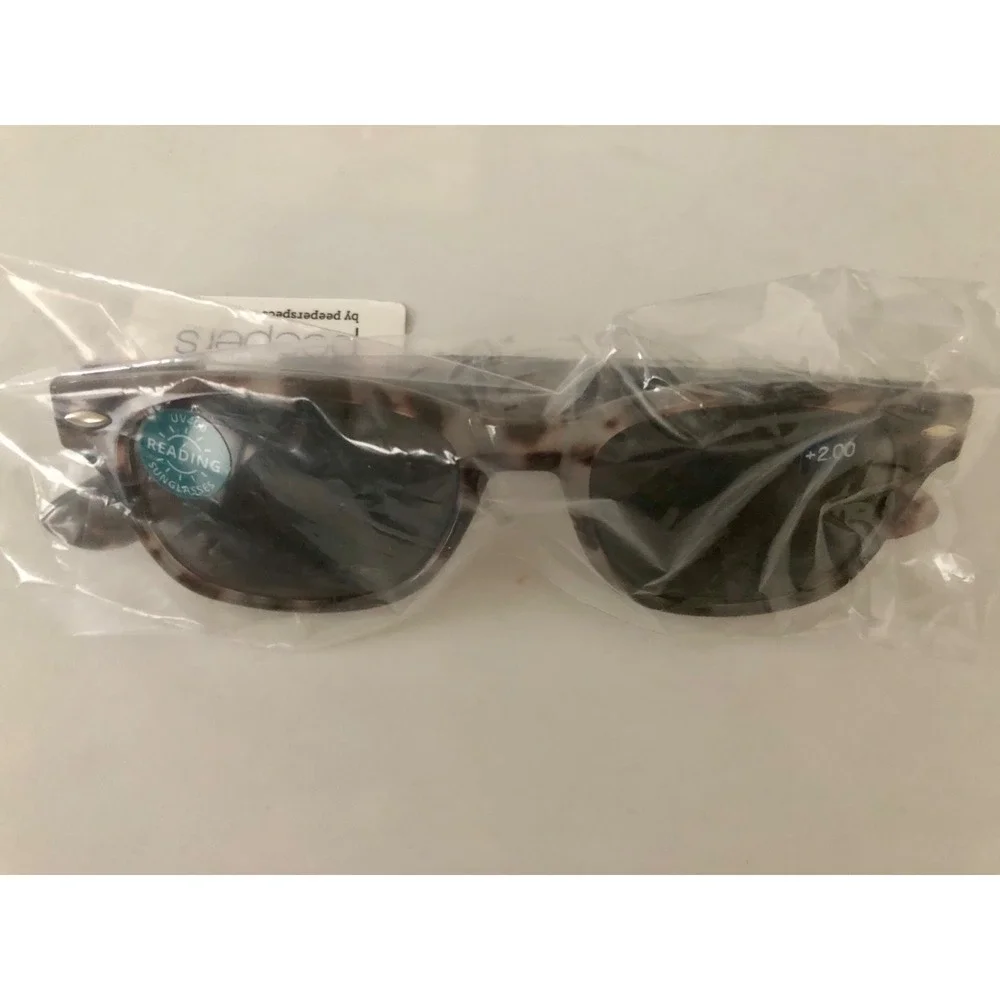 NEW CLARK GRAY TORTOISE PEEPERS SUN READING GLASSES +2.00